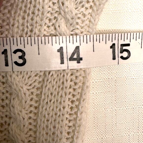 EUC Maeve Cable-Knit Polo Sweater Tee Size S Cream Linen Stripes Preppy Tennis - Picture 8 of 10